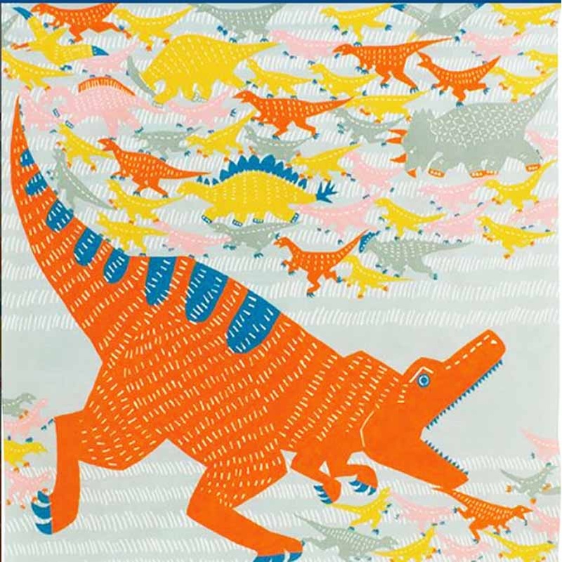 Kata Kata – Dinosaur Blue Gray  ( ) – Furoshiki   100 x 100 cm