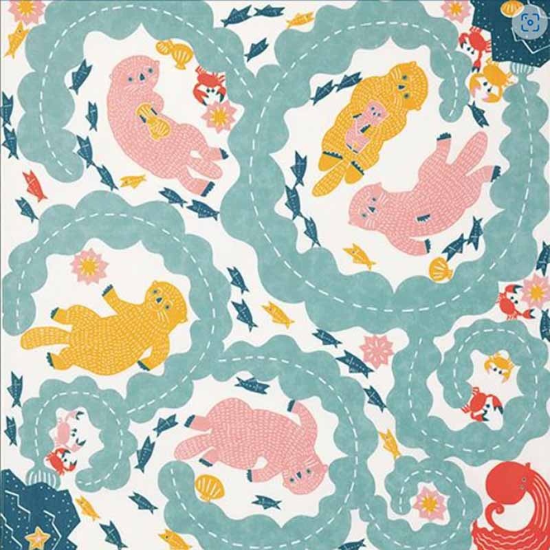 Kata Kata – Sea Otter   Cream (  )  – Furoshiki   100 x 100 cm