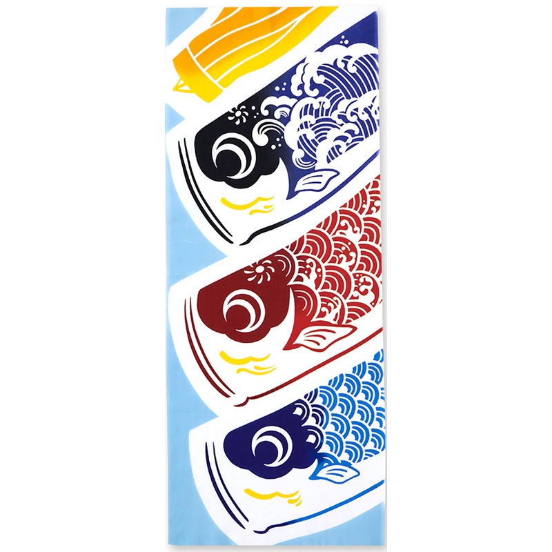 Kenema  – Carp streamers swimming in the blue sky    (Boys’ Festival)  Japanese Tradition Cotton Towel (The dyed Tenugui)