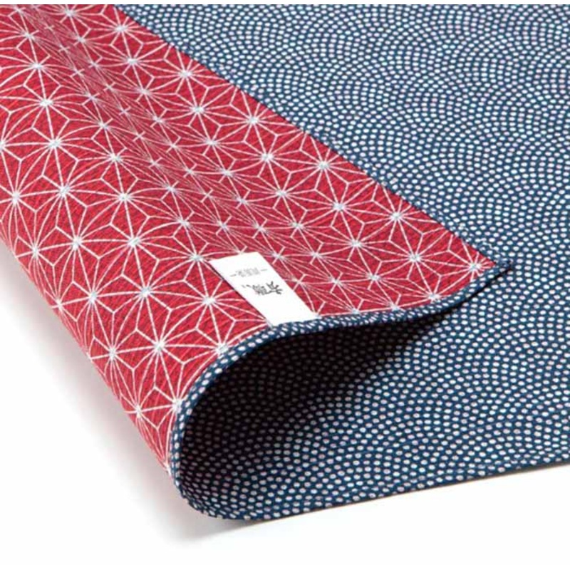 Komon – Double-Sided Dyeing – Samekomon x Asanoha (Navy x Rikyu) )   50 x 50 cm – Furoshiki (Japanese Wrapping Cloth)