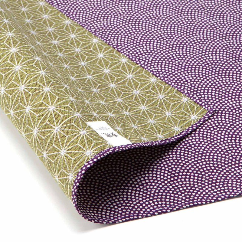 Komon – Double-Sided Dyeing – Samekomon x Asanoha (Purple x Rikyu)  50 x 50 cm – Furoshiki (Japanese Wrapping Cloth)