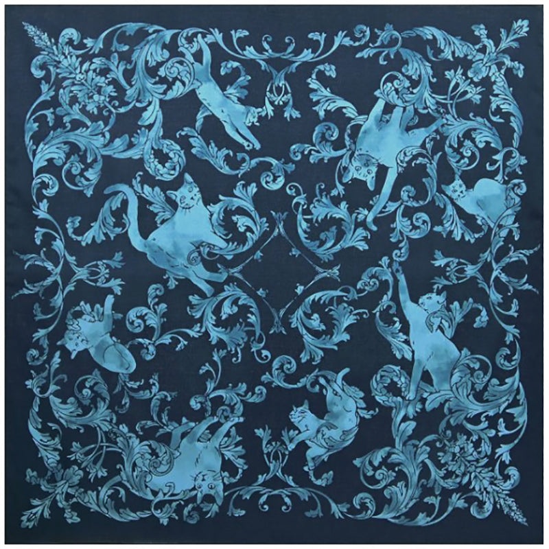 LaLaLu –  Cat Rondo / Blue     – Furoshiki   97 x 97 cm