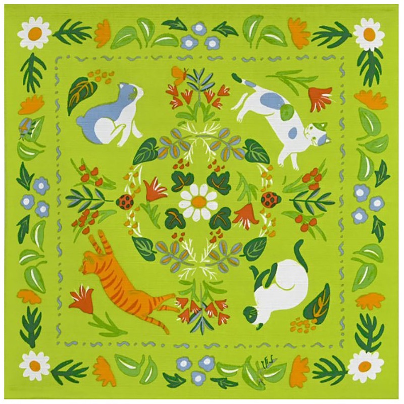 LaLaLu – Neko no niwaCat Garden    – Furoshiki 50 x 50 cm