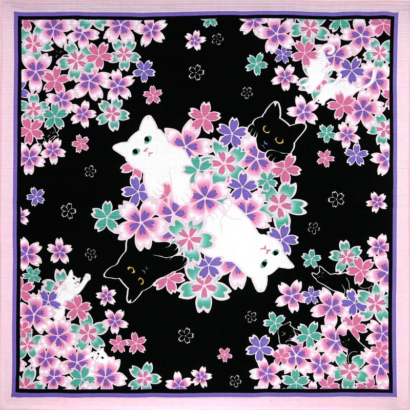LaLaLu – Neko no yasokyoku  (Cat Nocturne)   – Furoshiki 50 x 50 cm