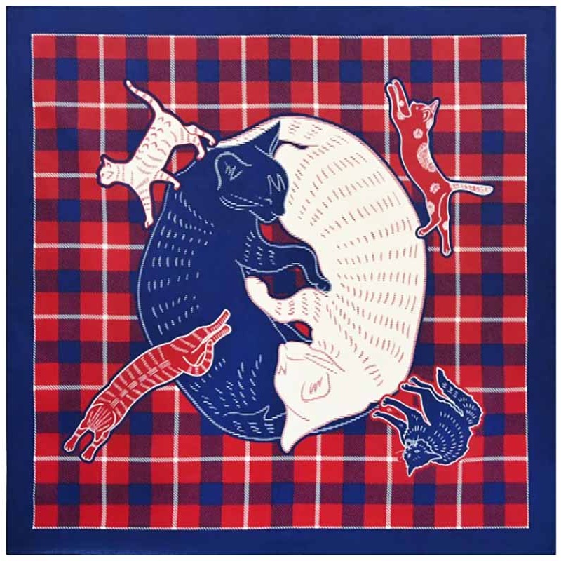LaLaLu –  Sleeping Cat / Red    – Furoshiki   97 x 97 cm