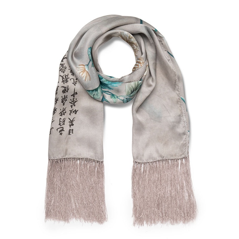 Qing Chrysanthemums Silk Scarf