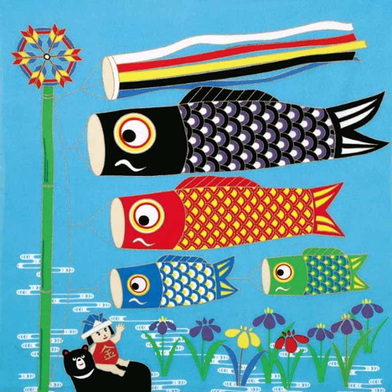 Saigiki Tango Chirimen Yusen  Furoshiki   – Boys’ Festival  – Furoshiki (Japanese Wrapping Cloth)68 x 68 cm