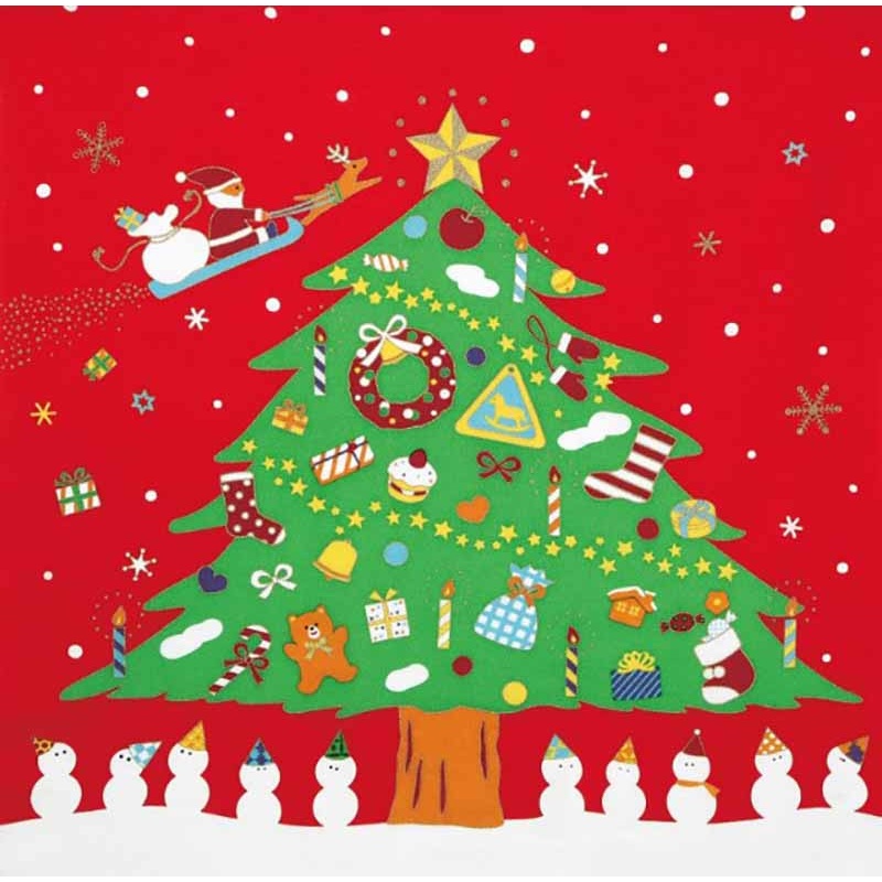 Saigiki Tango Chirimen Yusen  Furoshiki   – Christmas  – Furoshiki (Japanese Wrapping Cloth)68 x 68 cm