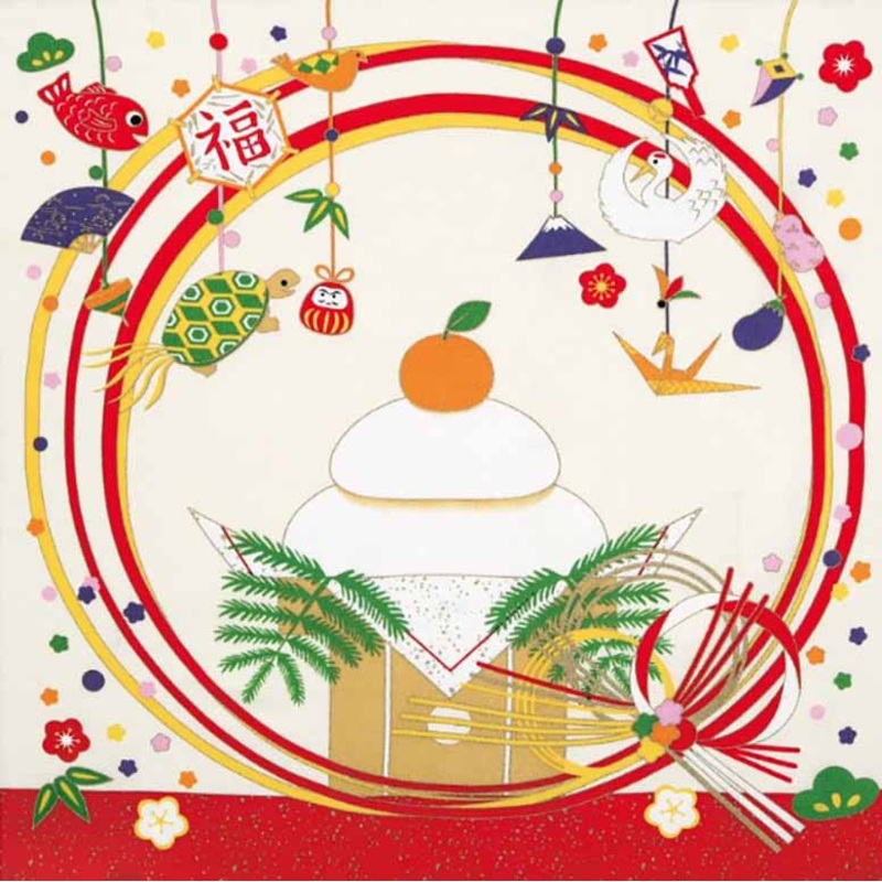 Saigiki Tango Chirimen Yusen  Furoshiki   – New Year   – Furoshiki (Japanese Wrapping Cloth)68 x 68 cm