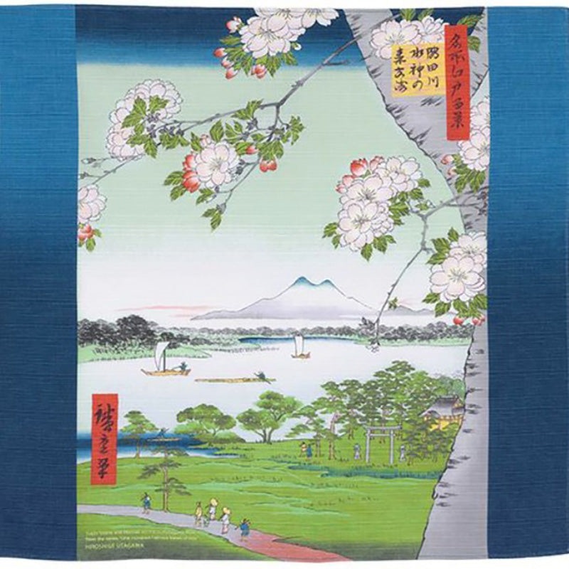 Sumidagawa – Utagawa Hiroshige – Sumidagawa Suigin no mori masakki  (   ) – Furoshiki  48 x 48 cm