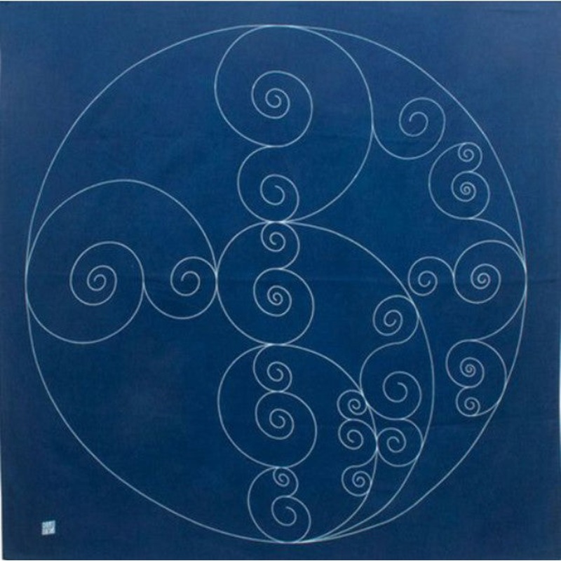 Tokolo Musubi – Natural indigo dyeing   Golden ratio arabesque dark blue (  ) – Furoshiki 100 x 100 cm