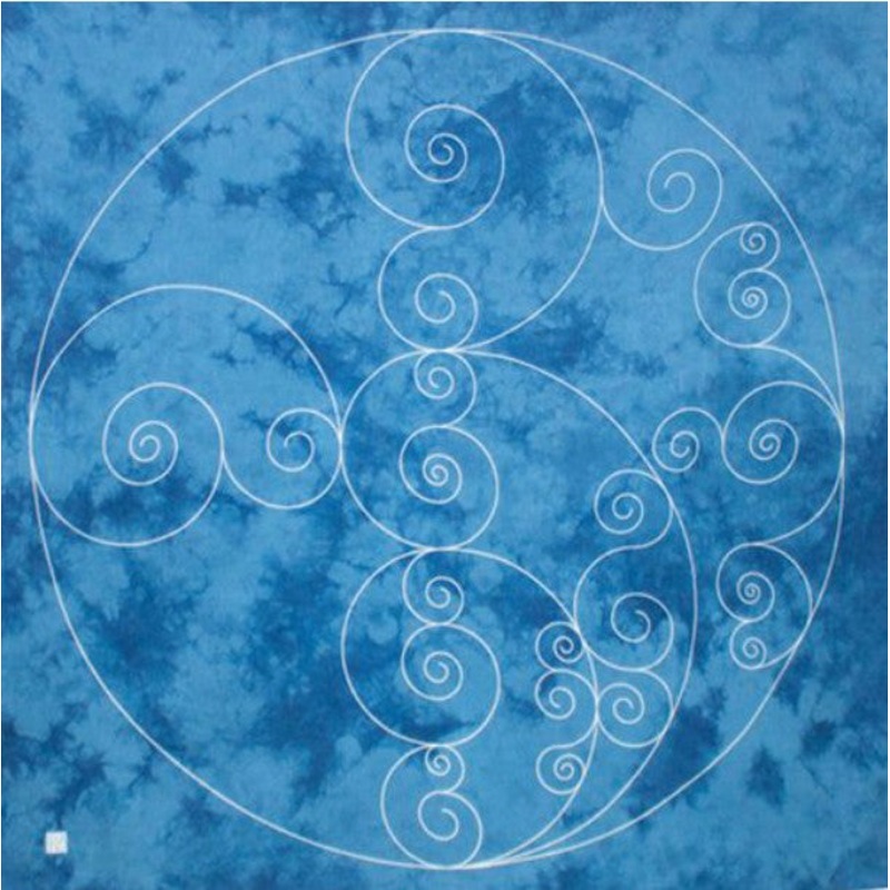 Tokolo Musubi – Natural indigo dyeing   Golden ratio arabesque indigo dyeing (  ) – Furoshiki 100 x 100 cm