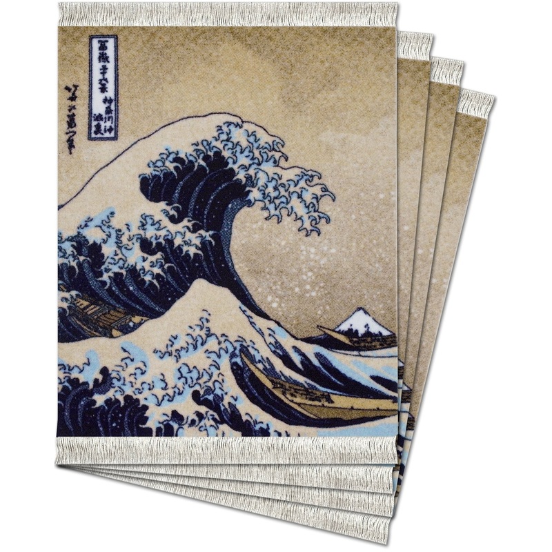 Katsushika Hokusai The Great Wave off Kanagawa CoasterRug Set