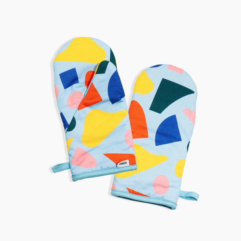 Poketo Oven Mitts in Blue Elements