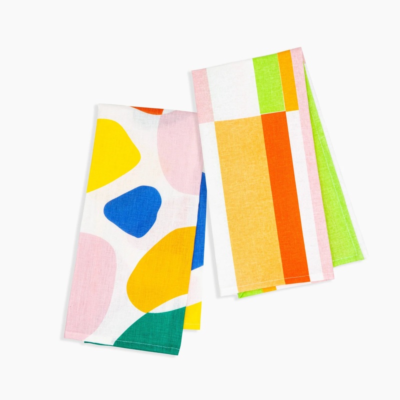 Poketo Tea Towel Set in Stripes and Boulders