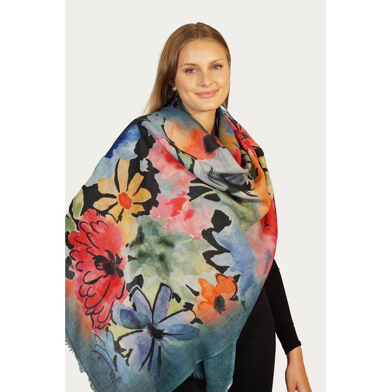 Painted Flowers Scarf