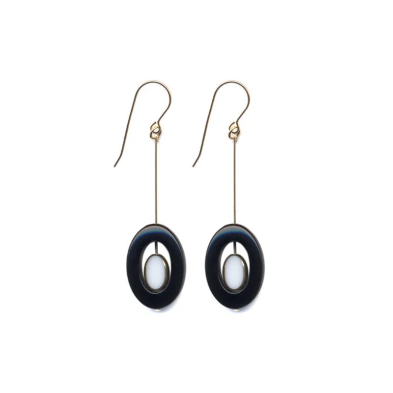 Black and White Oval Peep Earrings