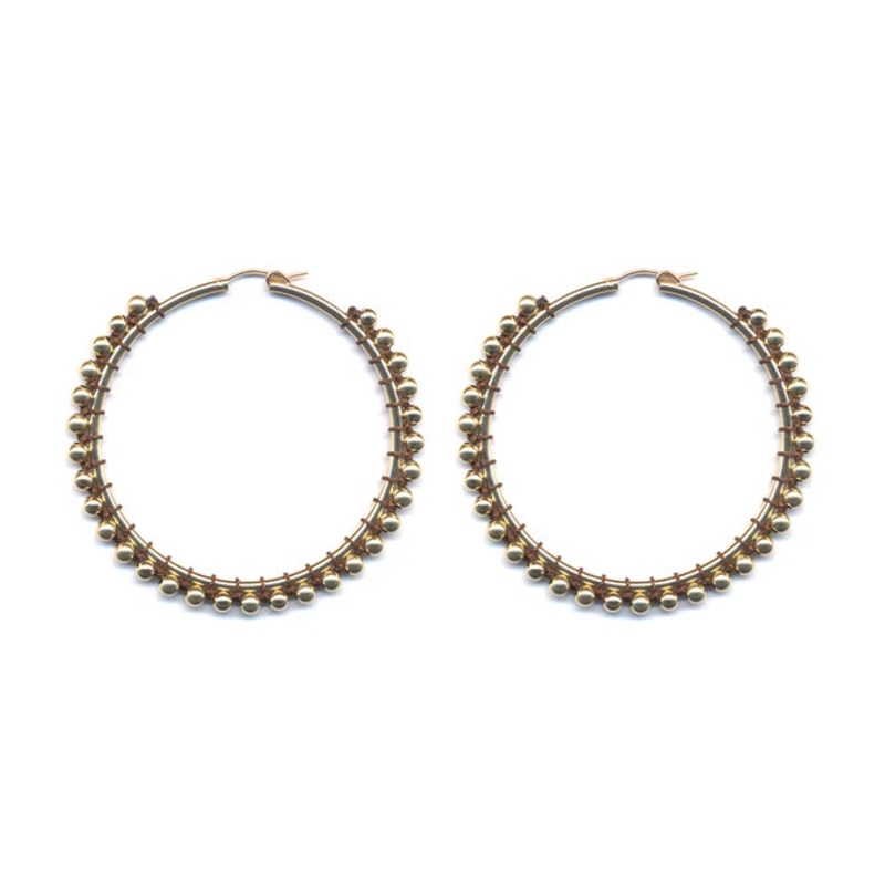 Large Gold Ball Hoop Earrings
