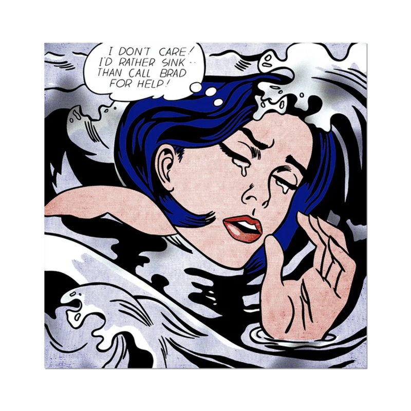 Lichtenstein Drowning Girl Metallic Sticker