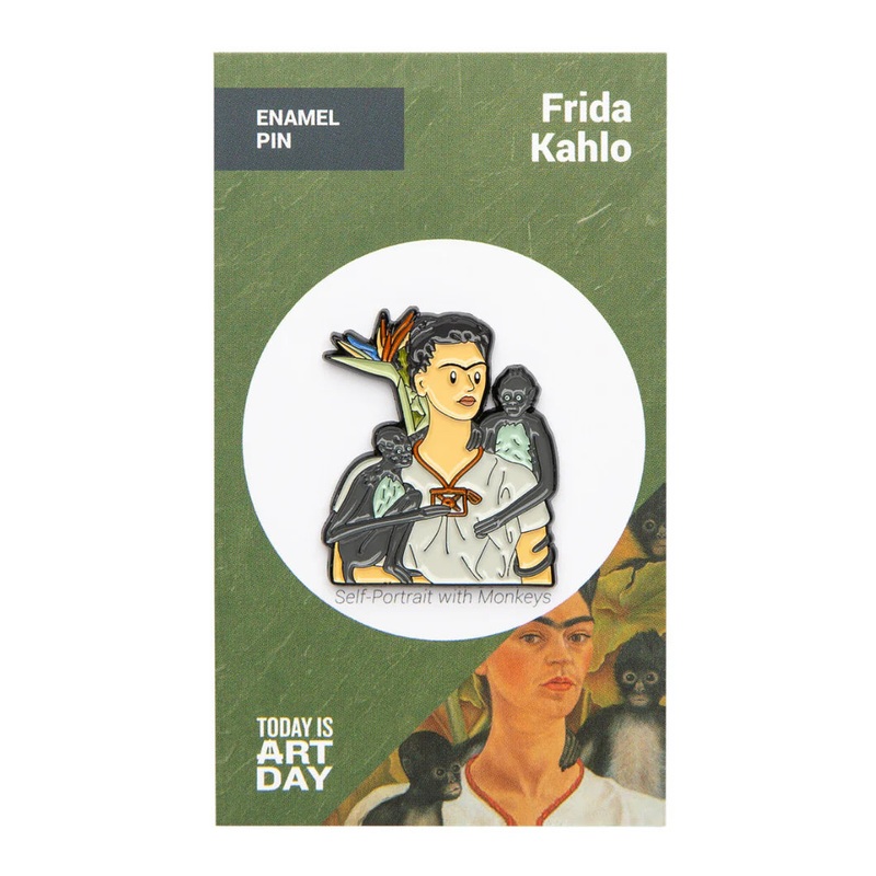 Kahlo Enamel Pin – Self-Portrait with Monkeys