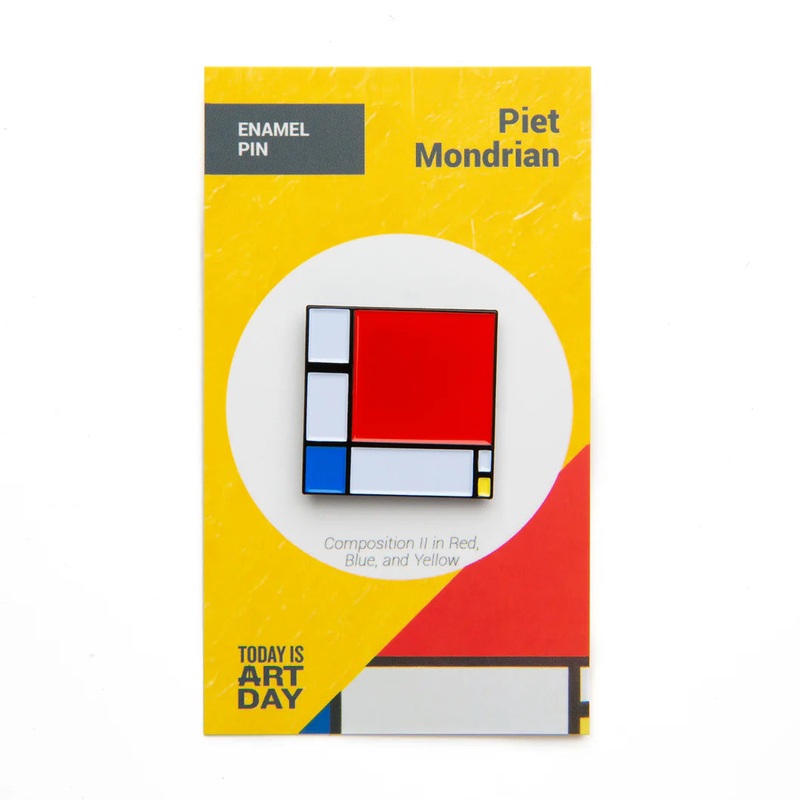 Mondrian Enamel Pin – Composition II in Red, Blue, and Yellow