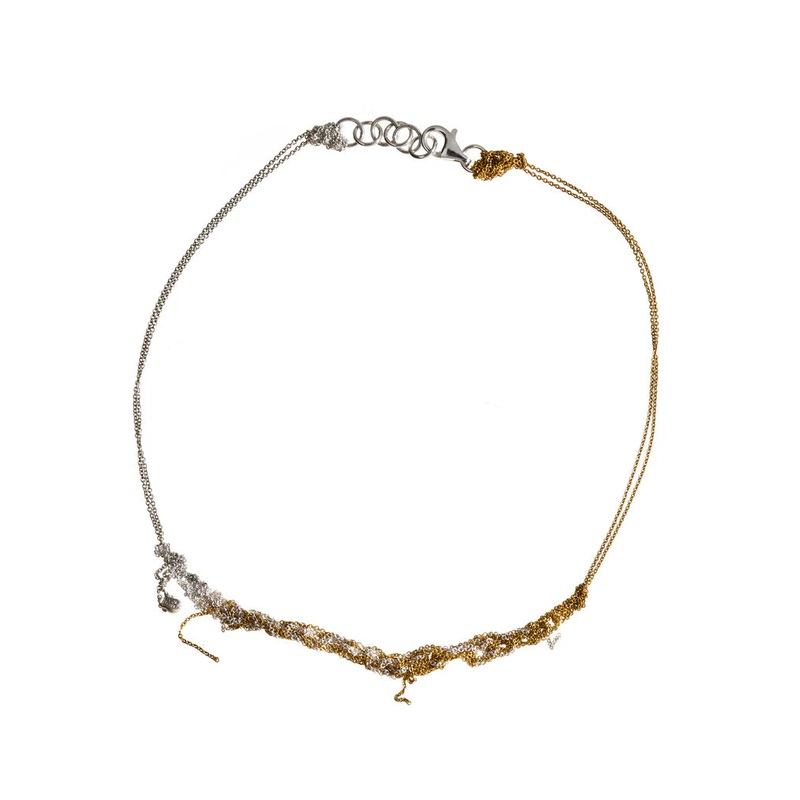 Arielle de Pinto 2 Tone Clasped Skinny Necklace