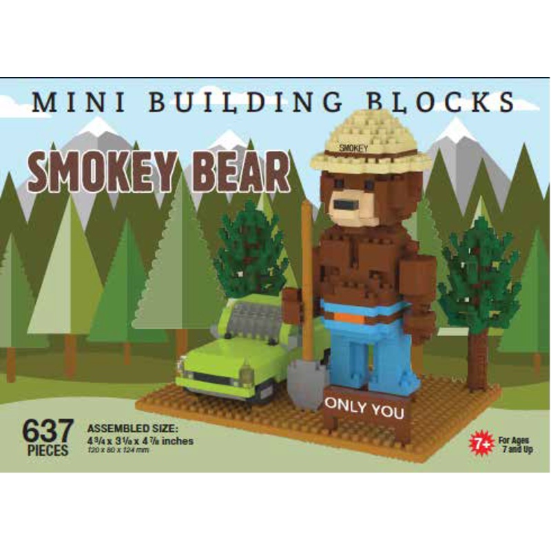 Mini Building Block Smokey Bear with Jeep