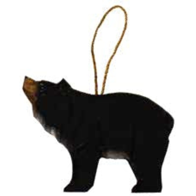 Carved Wood Bear Ornament with Regional Name Drop