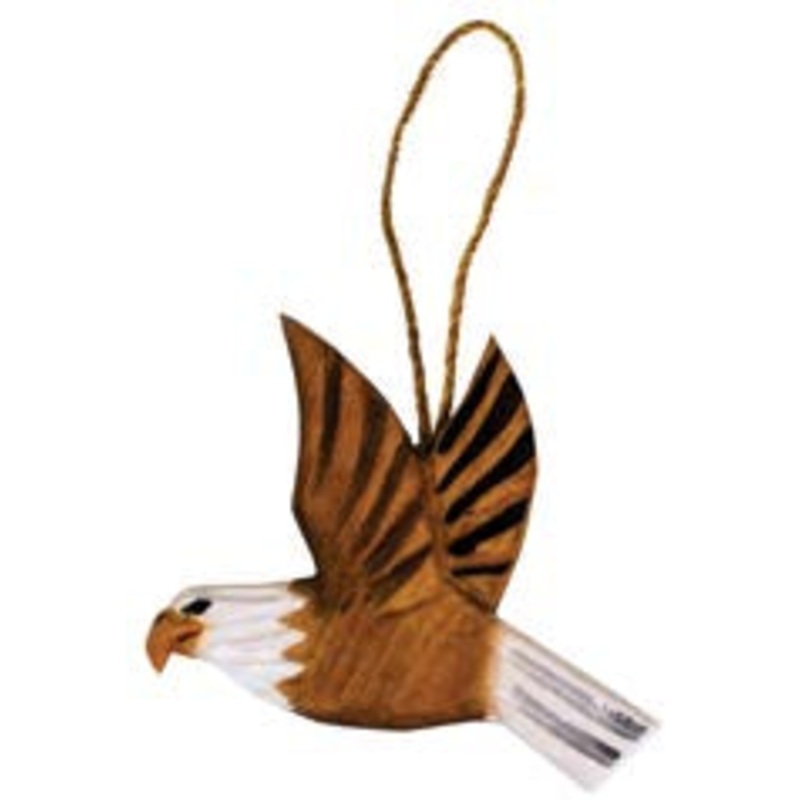 Carved Wood Eagle Ornament with Regional Name Drop