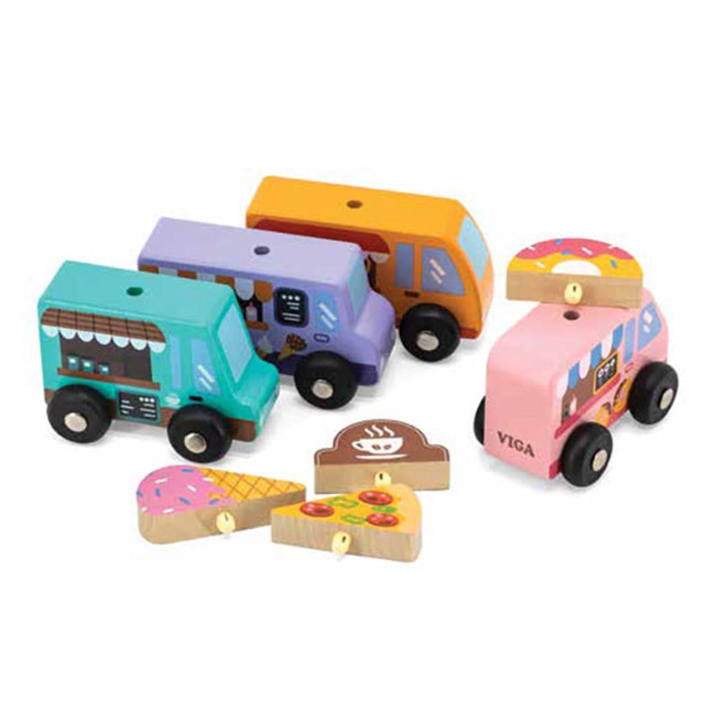 Wooden Mini Food Trucks 4pc