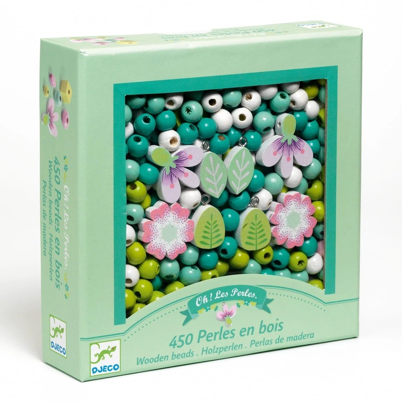 Wooden Bead Set – Flowers & Foliage