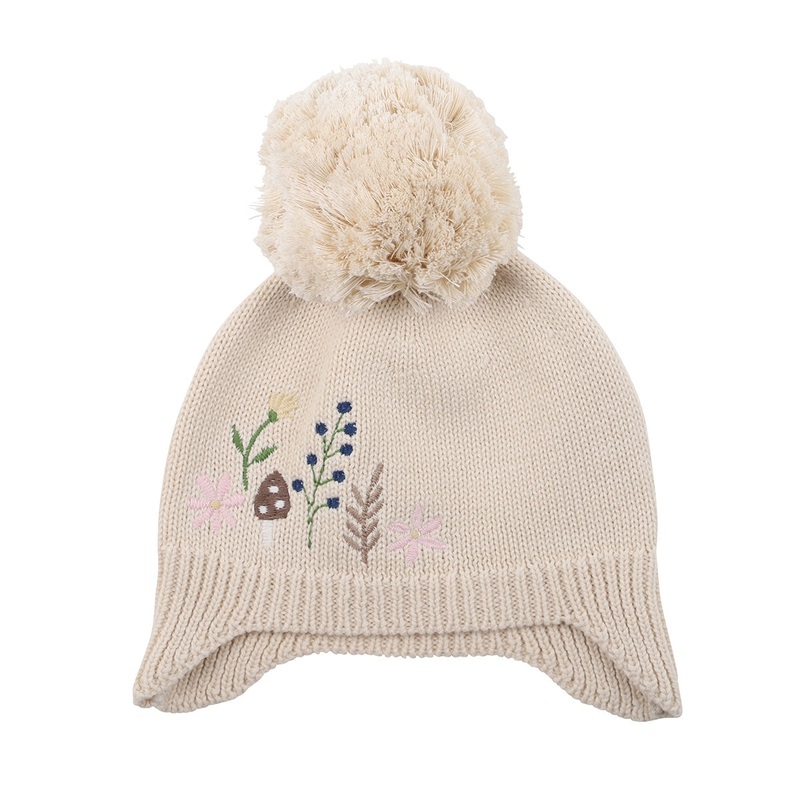 IVY EMBROIDERED BEANIE – CREAM