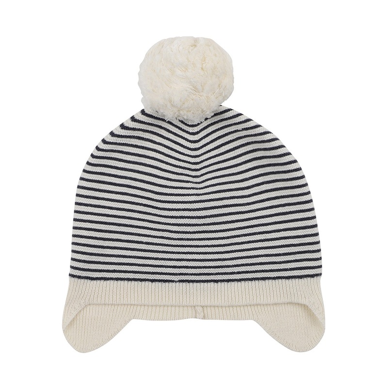 LEVI POMPOM BEANIE – NAVY STRIPE