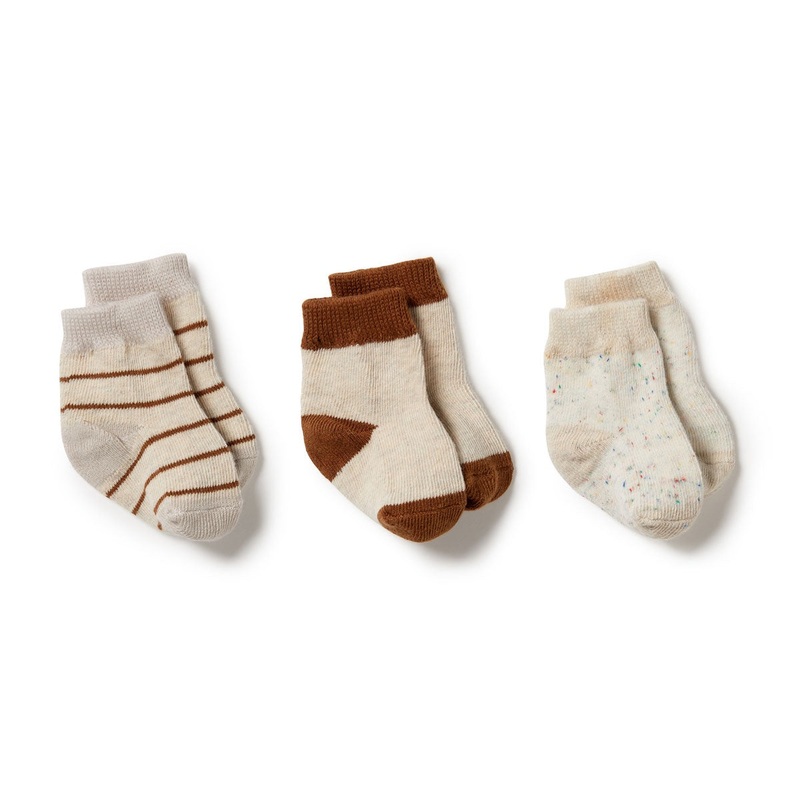 Organic 3 Pack Baby Socks – Oatmeal / Nimbus Cloud / Dijon