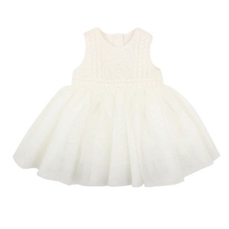 EMBROIDERED ORGANZA BABY DRESS – IVORY