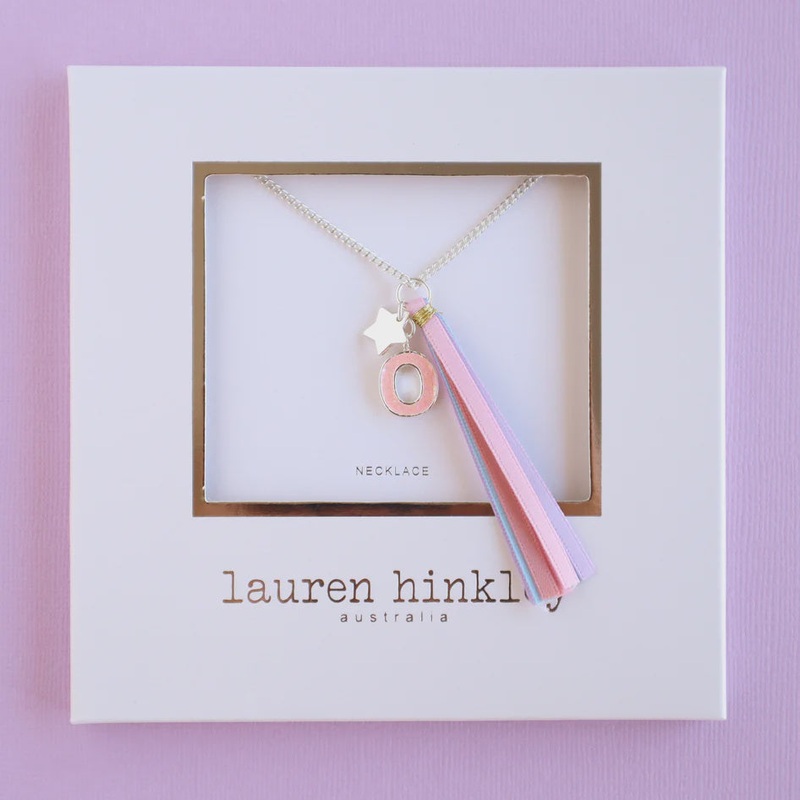 ‘O’ Pink Glitter Initial Necklace