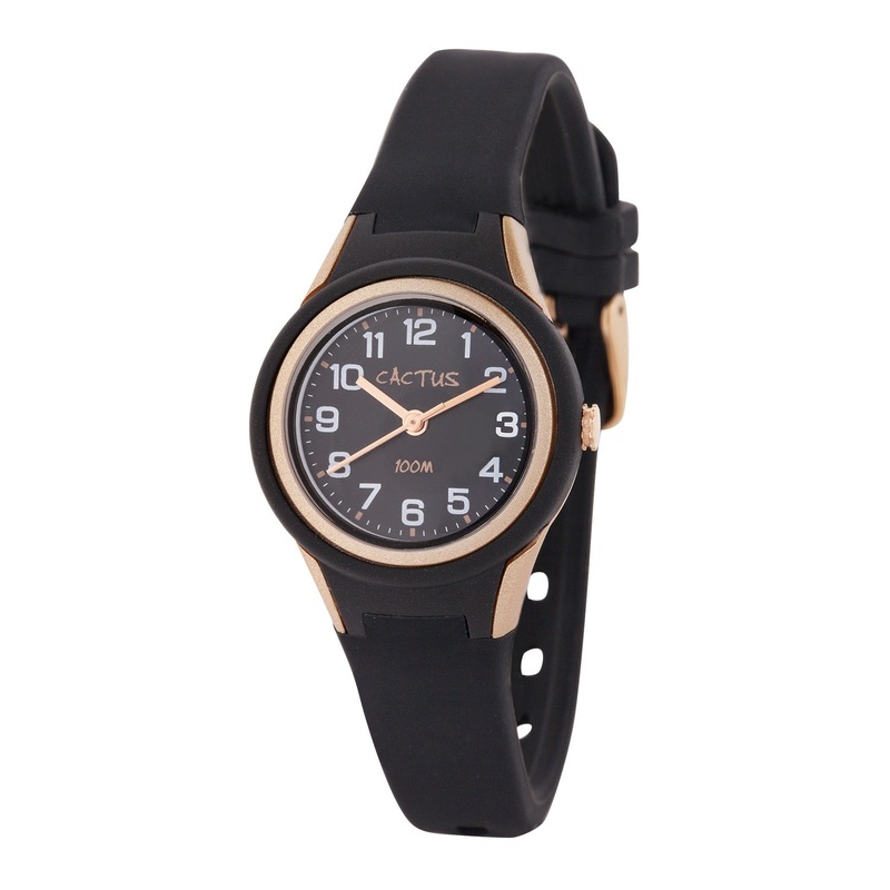 Tropical – Kids Waterproof Watch – Black / Rose Gold