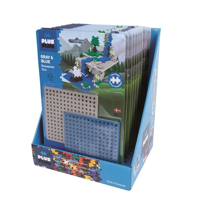 PLUS-PLUS – BASEPLATES DISPLAY – BLUE & GREY