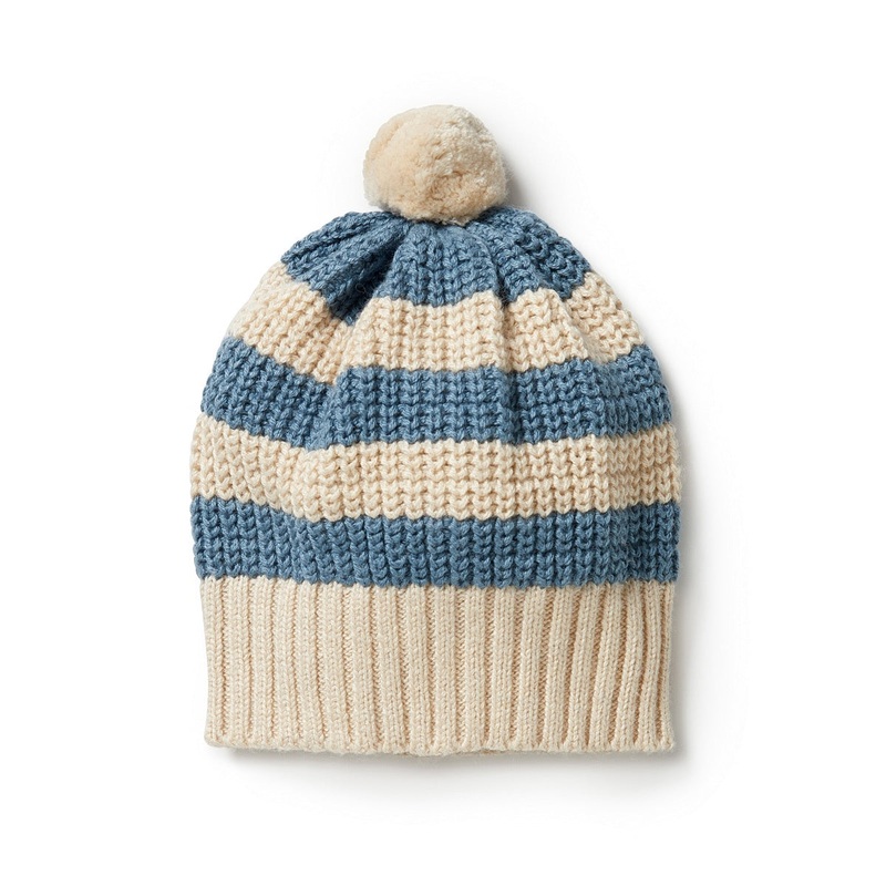 Knitted Stripe Hat – Bluestone