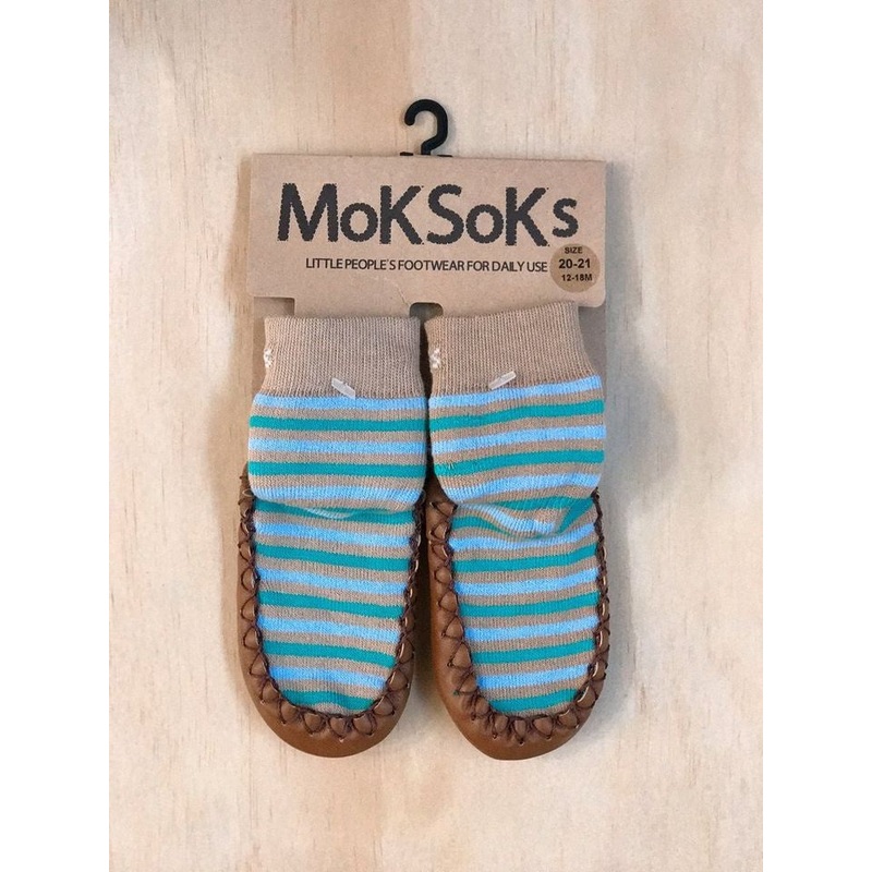 MokSoks Tan/Blue/Green Stripes