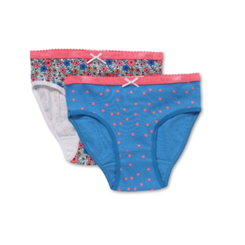 Pink Spot Floral Girls 2 Pack Underwear