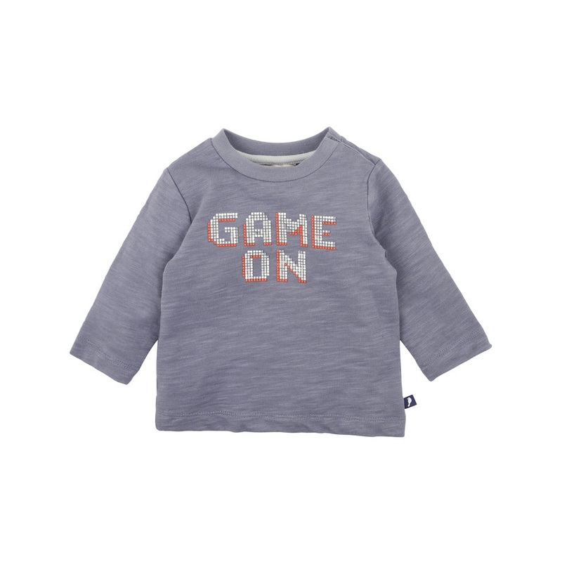 ROBOTO GAME ON LS BABY TEE – CHARCOAL BLUE