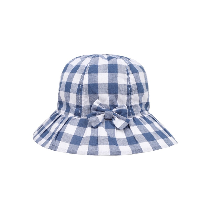 HALLIE BLUE CHECK SUN HAT