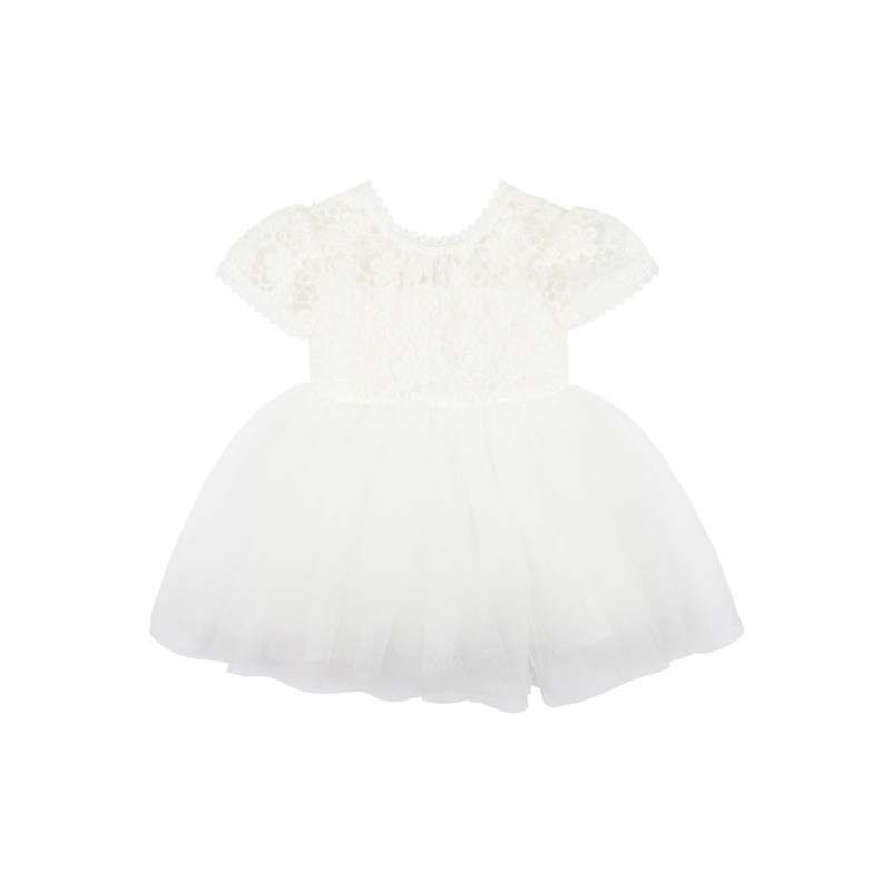 LACE BODICE WITH BACK BOW BABY DRESS