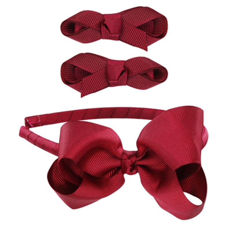 Bow Hair Accessories Set – Red