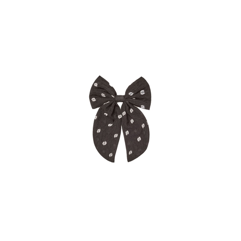 Oversized Bow || Black & Ivory Dot