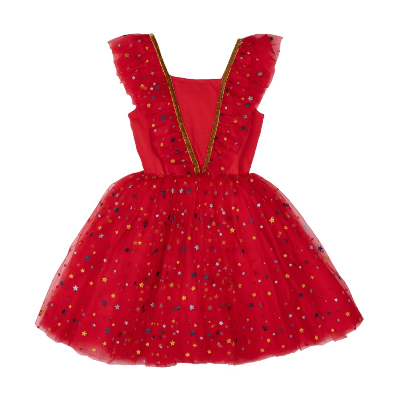 RED CHRISTMAS ANGEL RUFFLE TULLE DRESS