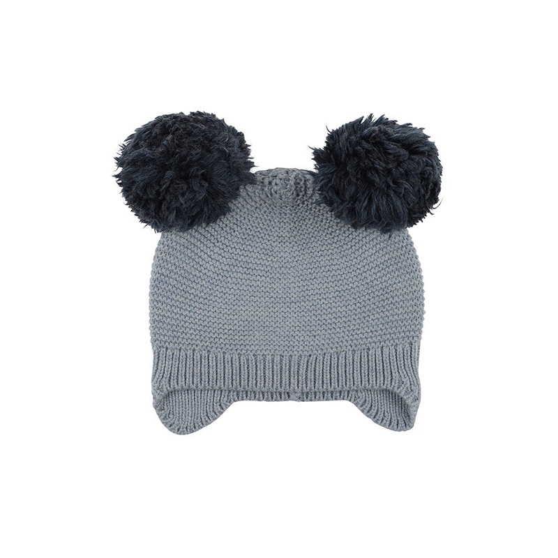 BLUE POMPOM BEANIE – SMOKE BLUE