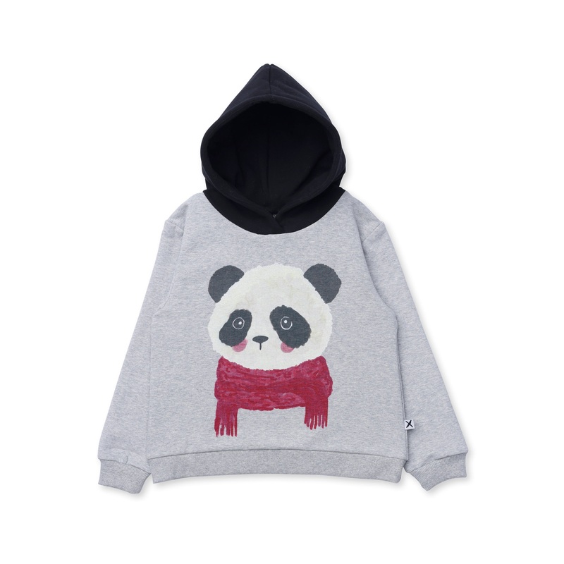 Cosy Panda Furry Hood – Grey Marle / Black