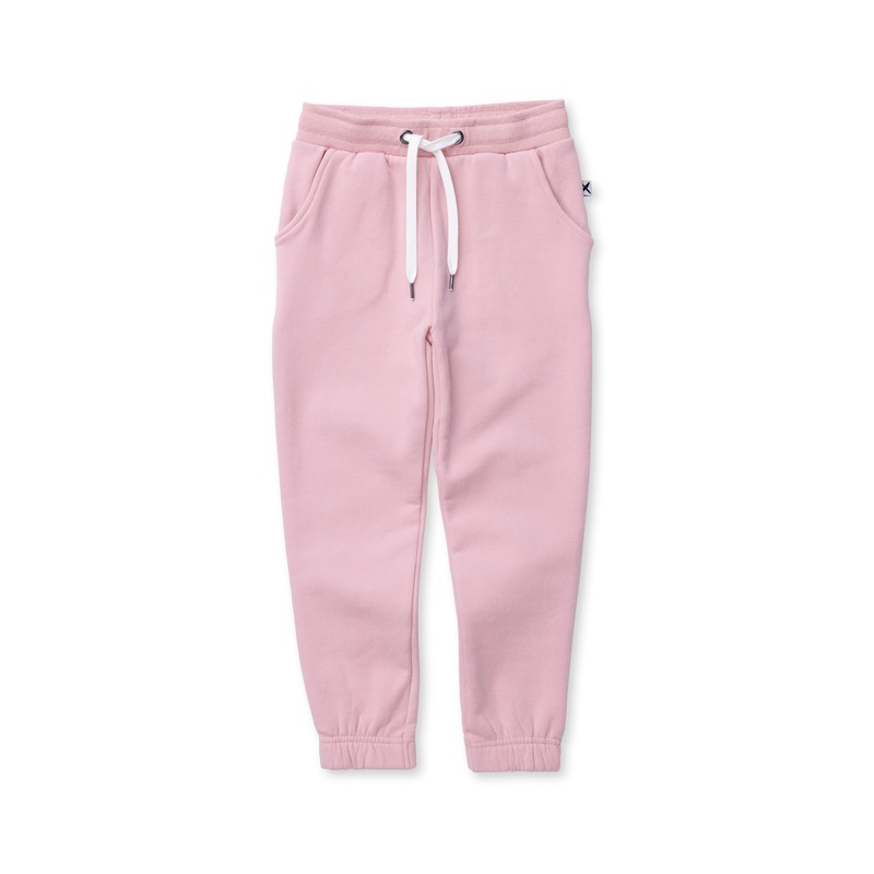 Furry Gathered Cuff Trackies – Muted Pink
